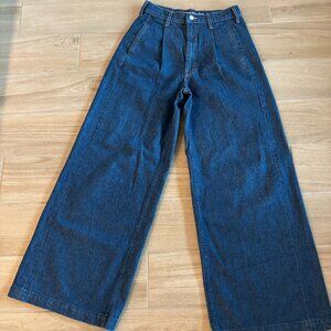 MOTHER SNACKS! pleated high-rise wide-leg jeans, Size: 26, New without tags